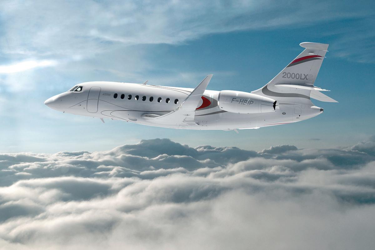 Dassault Falcon 2000LXS heavy jet view 1 for Dallas charter
