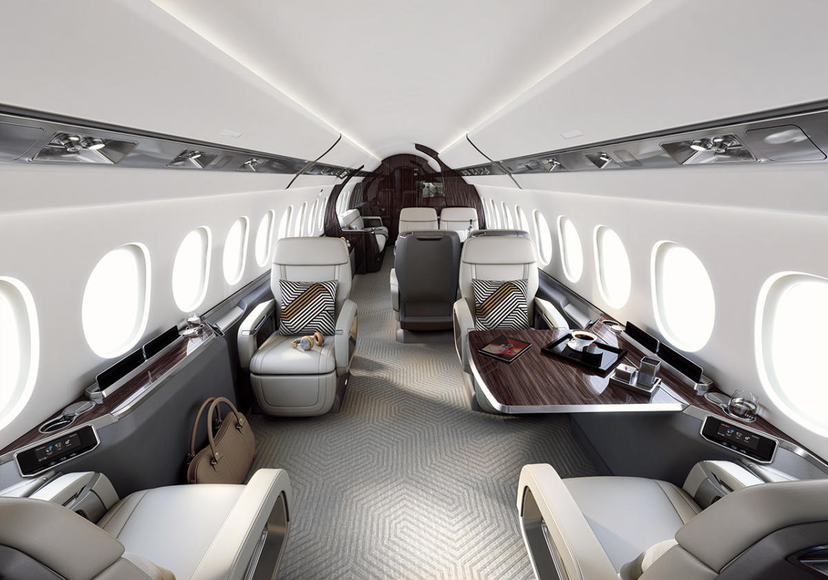 Dassault Falcon 6X long range jet view 1 for Dallas charter